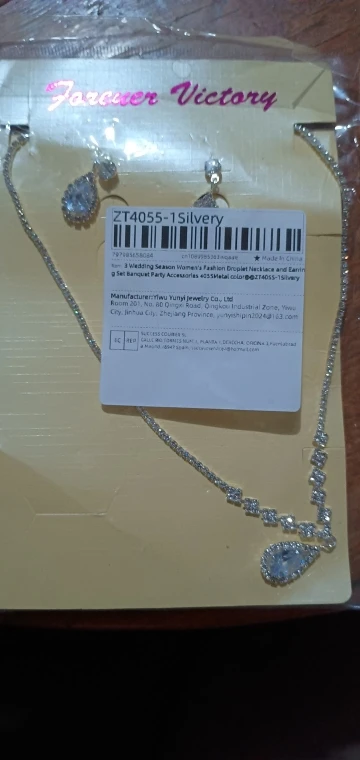 3 Wedding Season Women's Fashion Droplet Necklace and Earring Set Banquet Party Accessories 4055 photo review