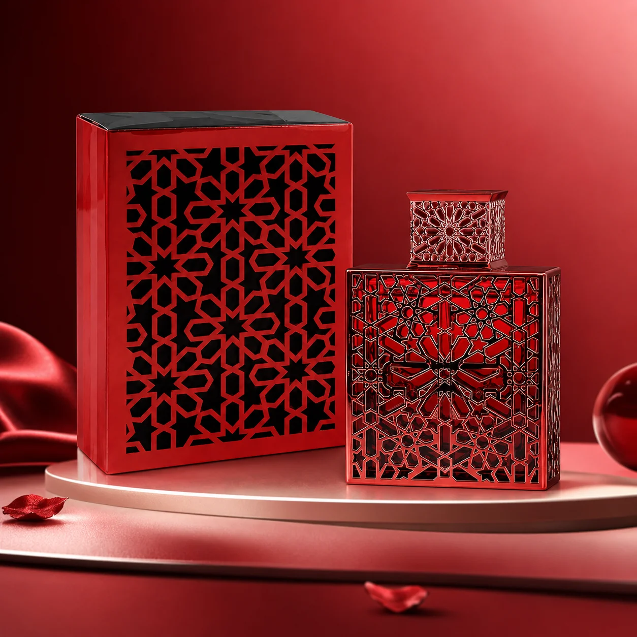 Luxury Red Hollow Metal Rayhaan Crimson Mens Cologne Long Lasting Arabic Oriental Scent Men Perfume Eau De Toilette Gift Box For Men Holiday Present view 5