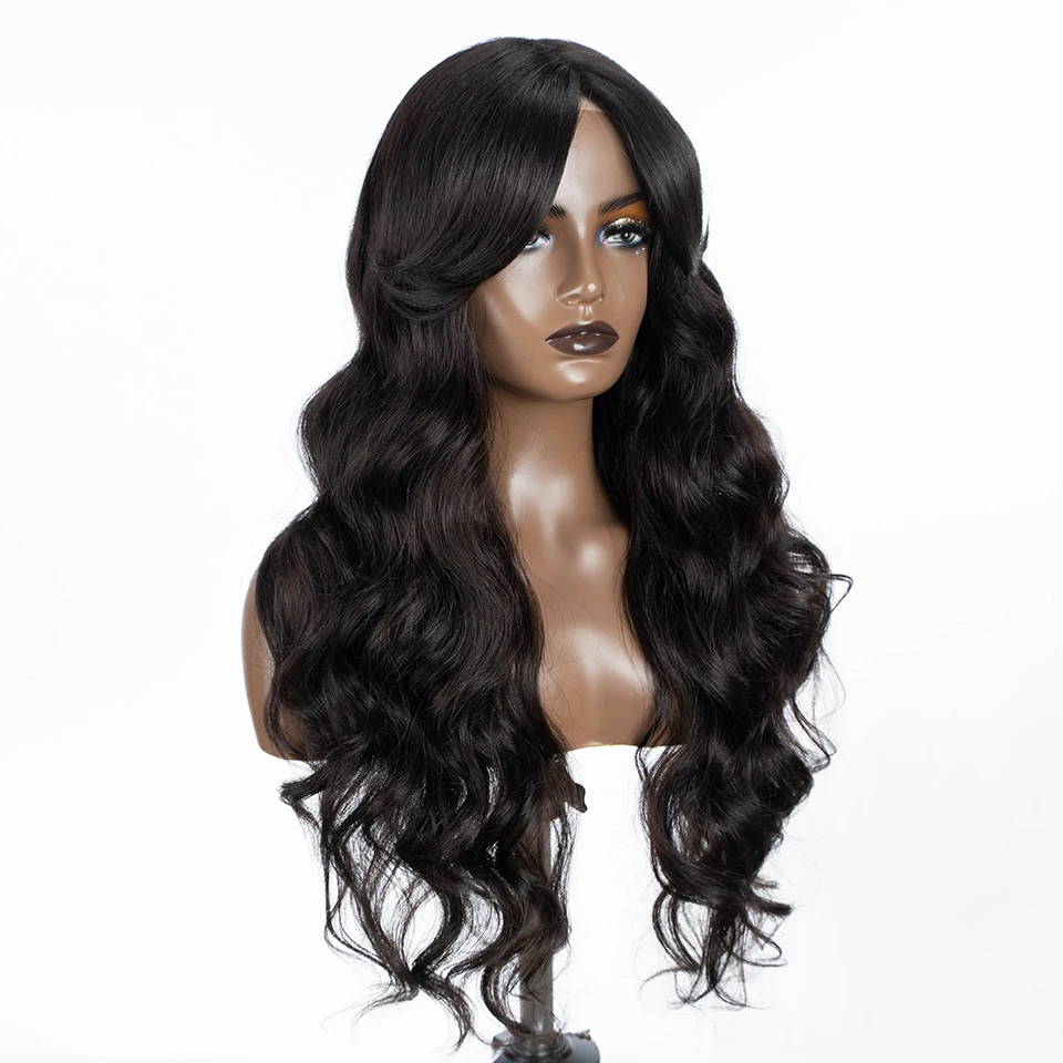 Syntetyczne koronkowe peruki dla czarnych kobiet Długie 28-calowe Body Wave Wavy Middle Part Lace Wig Ombre Blonde Brown Cosplay Wigs