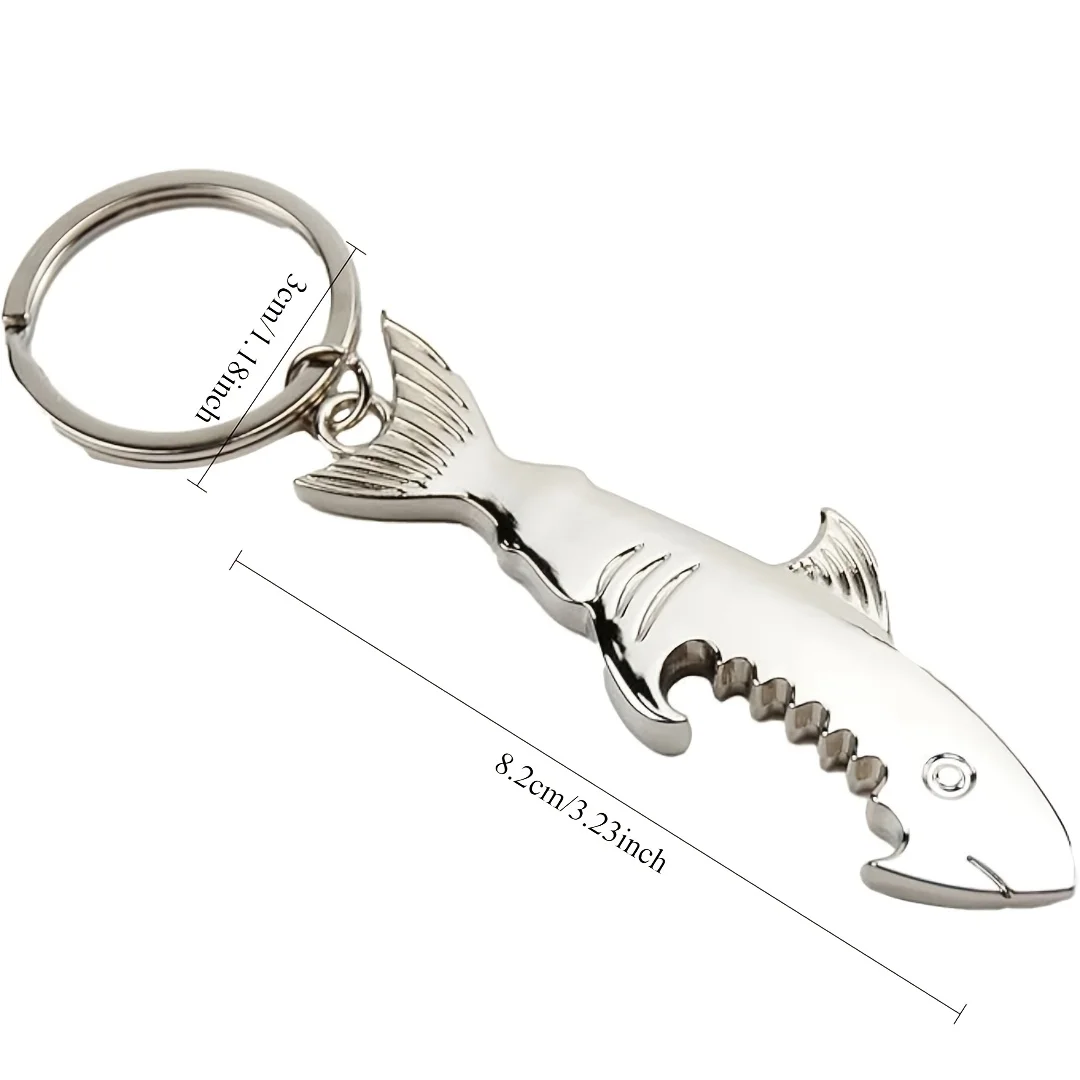 Shark Bottle Opener Keychain Beer Opener Tool Key Chain Ring, Creative Metal Corkscrew Shark Beer Bottle Opener Keychain Pendant
