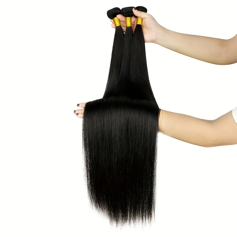 Alimice 1Pcs Human Hair Straight Hair Bundles Weave Extensions For Women