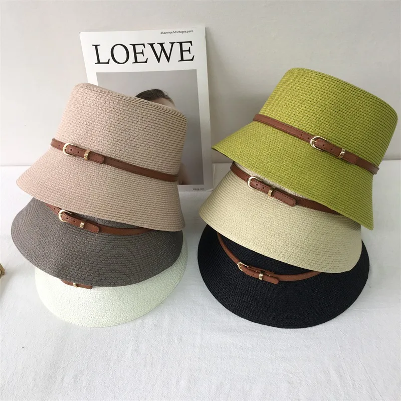 Retro straw bell hat Audrey Hepburn French Vintage Hat Straw Bob Cap Women's Bell Shape Hat High Quality