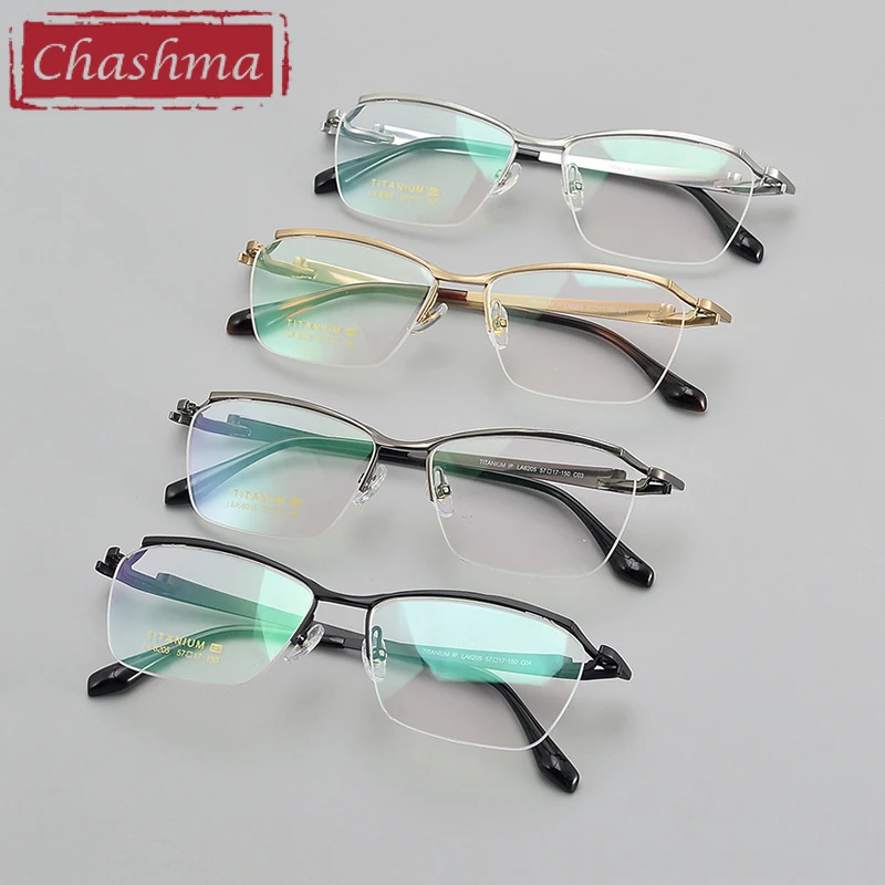 Chashma Gentlemen Pure Titanium Top Quality Men Prescription Glasses Frame Big Face 57mm Lens Eyeglasses 150mm Temple Eyewear