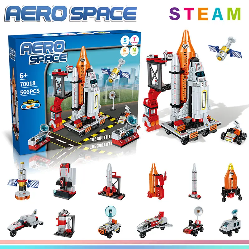 

566PCS Assemble Space Rocket DIY Miniature Scene Model Compatible with All Kids Building Block Toys ABS Material