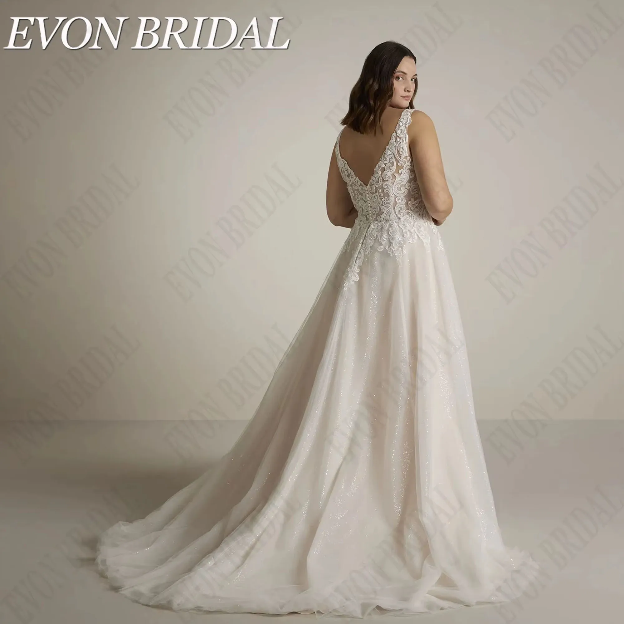 Espumante plus size vestidos de casamento para noiva sem mangas vestidos de noiva a linha applique vestidos de novia personalizado evon nupcial
