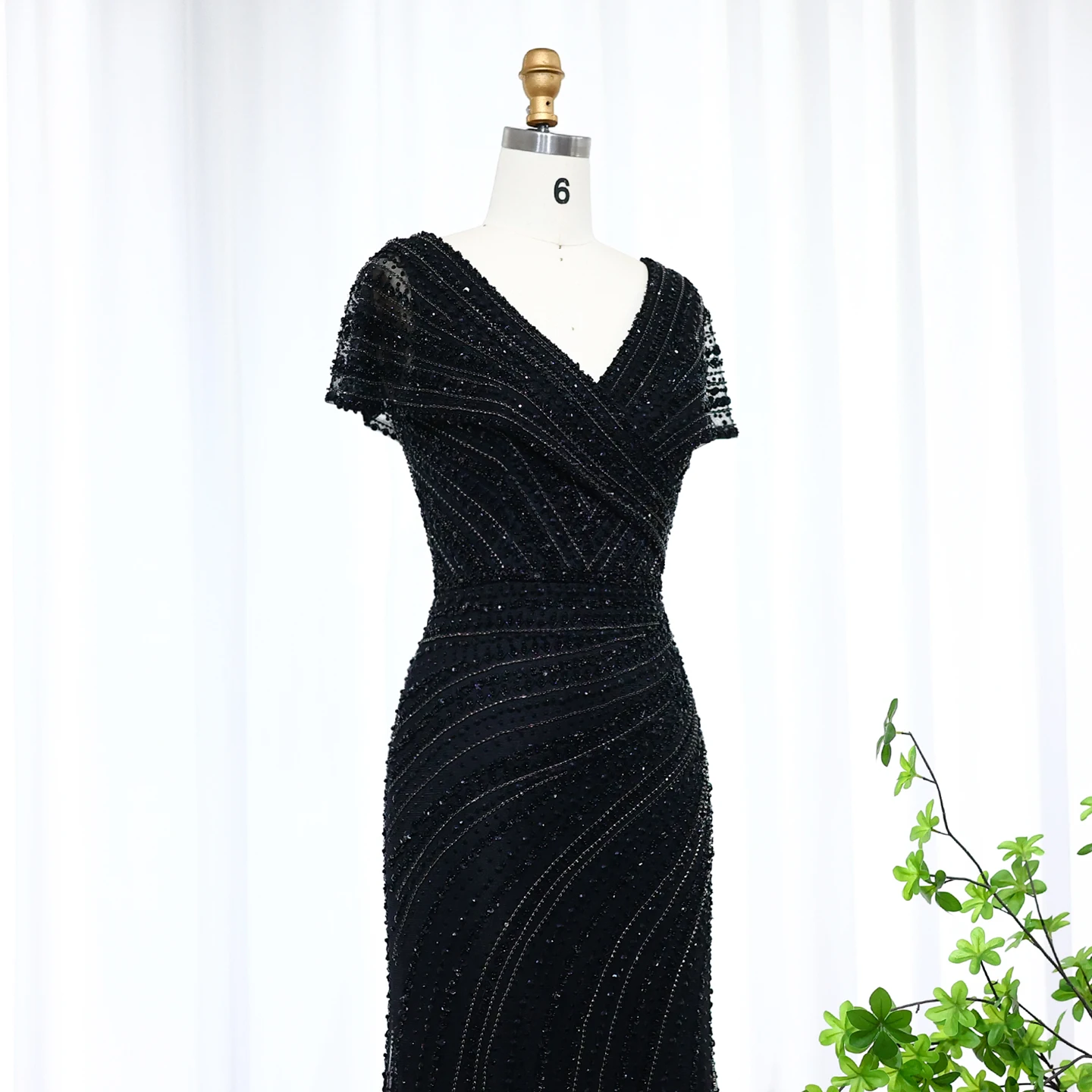 Sharon Said Luxuriöse Dubai Silber-Nude Abendkleider für Hochzeiten, Meerjungfrauenkleid mit Kapärmeln, Arabisches Formelles Partykleid SS045 Maßanfertigung – Detail 25
