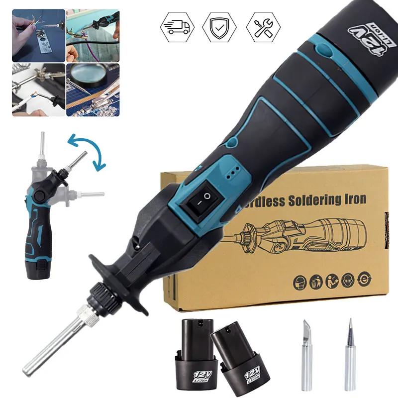 30W Portable Fast Heating 400 ℃ Adjustable Temperature Alloy Soldering Iron Suitable For 12V Batteries