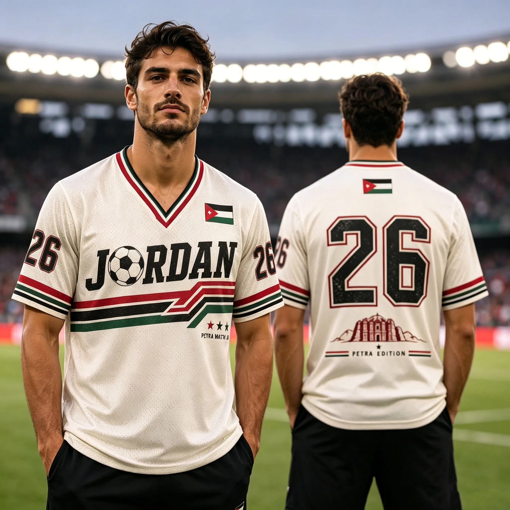 Camiseta de fútbol Jordan Soccer 26 Petra Edition, camiseta de fútbol de manga corta, camiseta deportiva informal con estampado vintage para fanáticos, niños y adultos