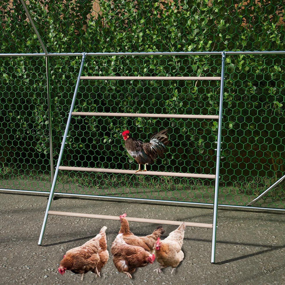 Kippenhok met buitenruimte en ladder, weerbestendig kippenhuis met een veilige buitenomheining, gemakkelijk schoon te maken kippenkooi voor kippen, pluimvee en kleine dieren.