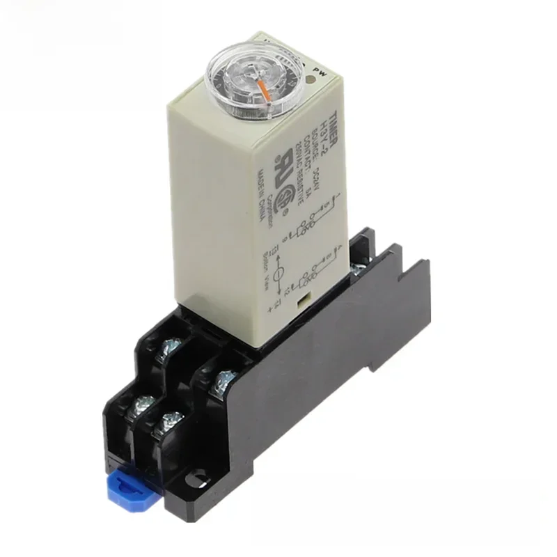 Pokrętło opóźnienia włączenia DPDT 1S/5S/10S/30S/60S/3M/5M/10M/30M Przekaźnik czasowy AC 220V H3Y-2 z gniazdem podstawowym — zdjęcie 2