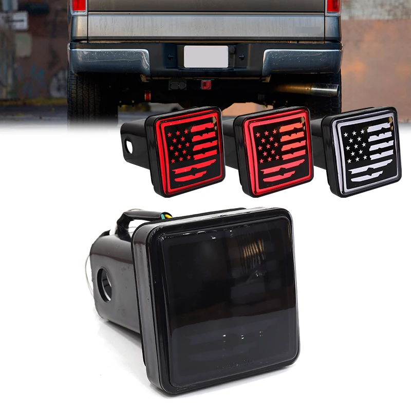 

1PC USA Flag-Tail/Brake and Brake Light Reverse Lamp Truck SUV Trailer Class 3/4/5 2-Inch Towing Hitch Receiver For TOYOTA JEEP
