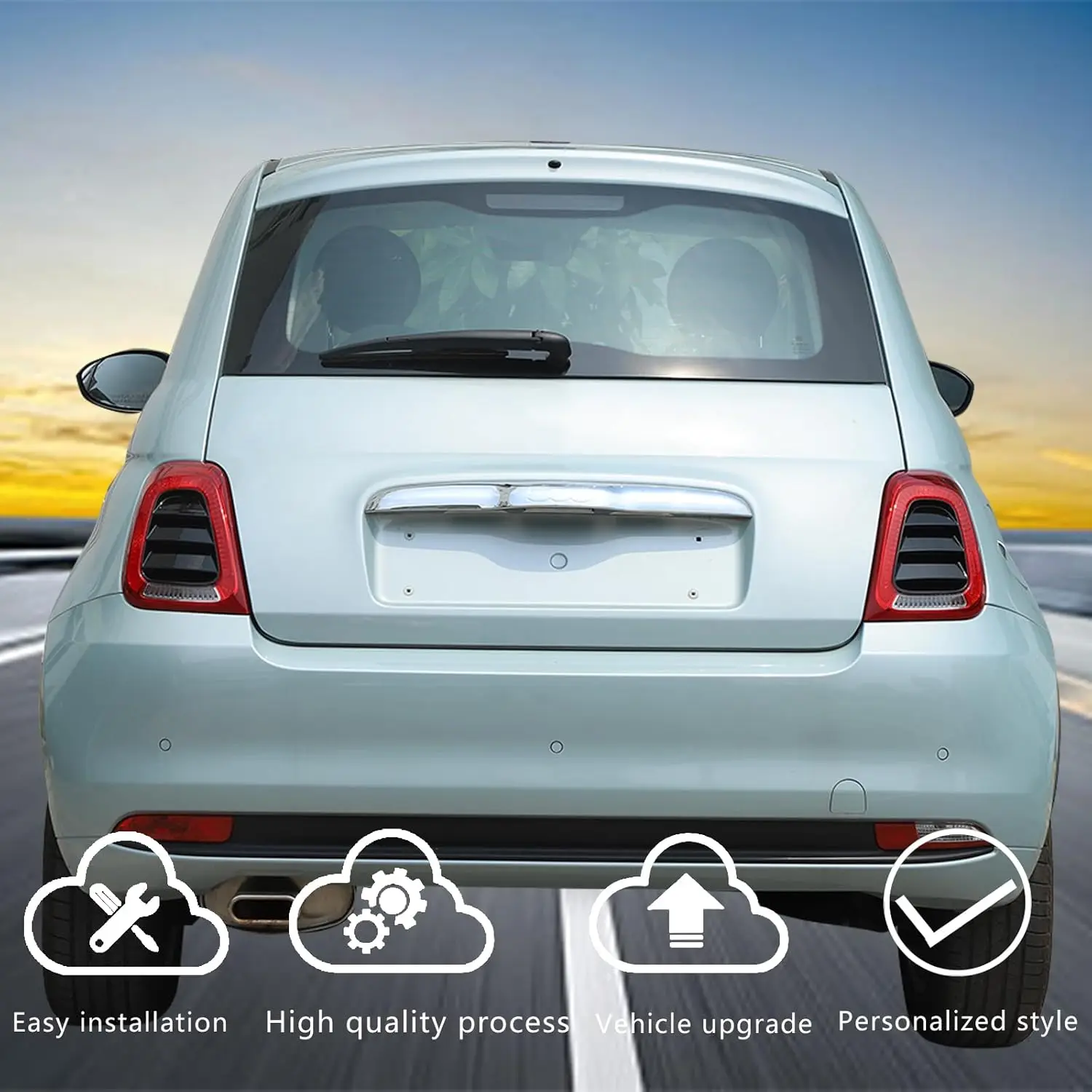 2PCS ABS Black Car Tail Light Slot Panel Trim For Fiat 500 Abarth 595 695 2016-2024 Rear Lamp Slot Cover Decorative Accessories