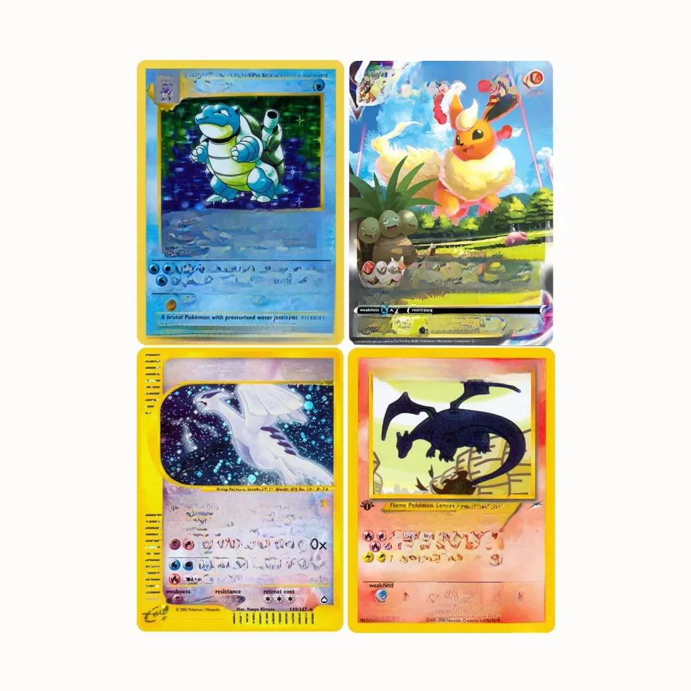PKMN – cartes simples holographiques Blastoise Lugia Charizard ho-oh Machamp, cartes de Collection de jeu en aluminium, cartes proxy PTCG, jouets pour enfants