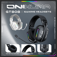Onikuma Gt808 Three-Mode Bluetooth Headset with Microphone E-Sports Wireless Gaming Headset Rgb Lighting