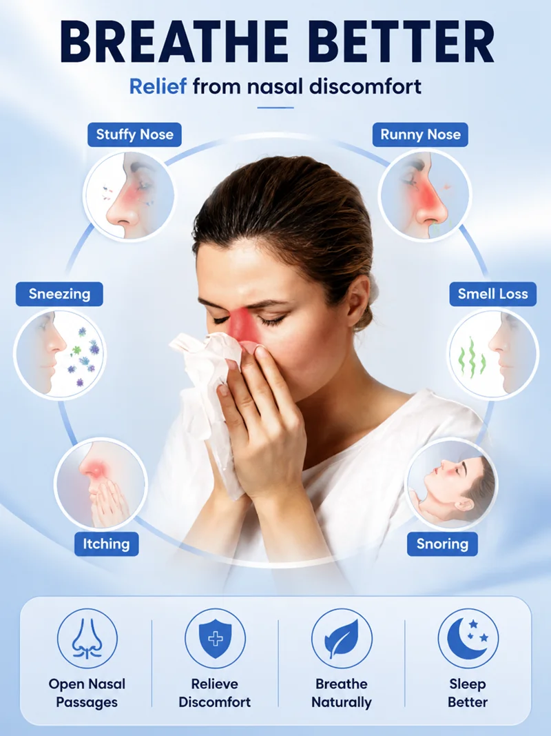 Smart Nasal Phototherapy Device Red Light Infrared Therapy Relief for Nasal Congestion Sneezing and Runny Nose Nasal Care