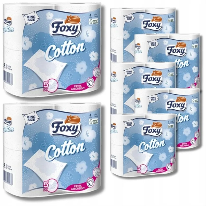 Papier toaletowy Foxy Cotton (4 rolki) x 7 opakowań