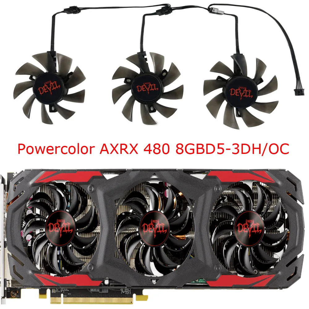 3 sztuk/zestaw, GA81S2U, zastępuje wentylator chłodnicy wideo GA81B2U,VGA GPU, dla Powercolor Red Devil RX570 4GB,dla Powercolor Red Devil RX 480 8GB, chłodzenie karty graficznej