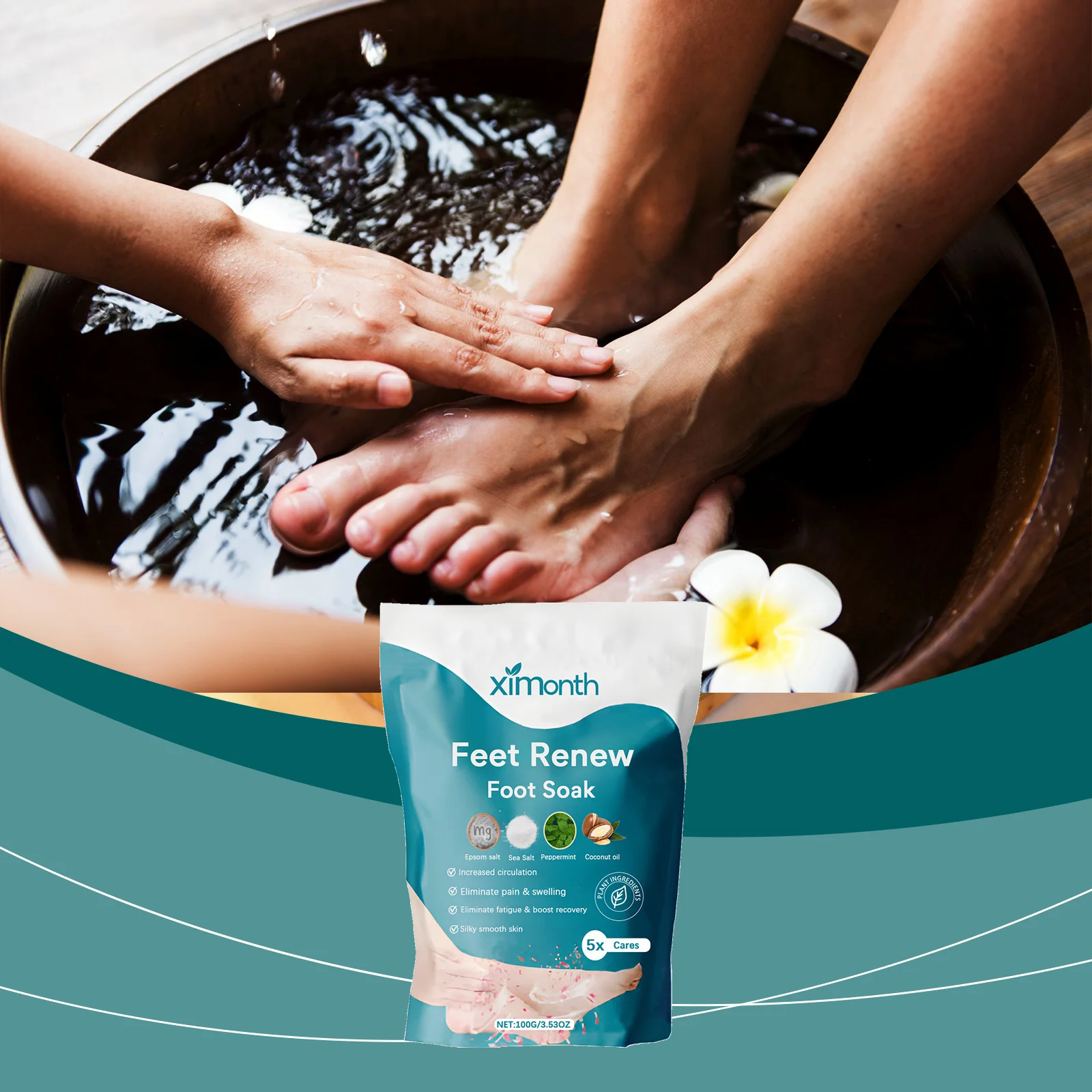 

Swelling Relief Foot Soak Salt Exfoliate Dead Skin Boost Circulation Improve Sleep Soothe Tired Refresh Relax Health Foot Bath