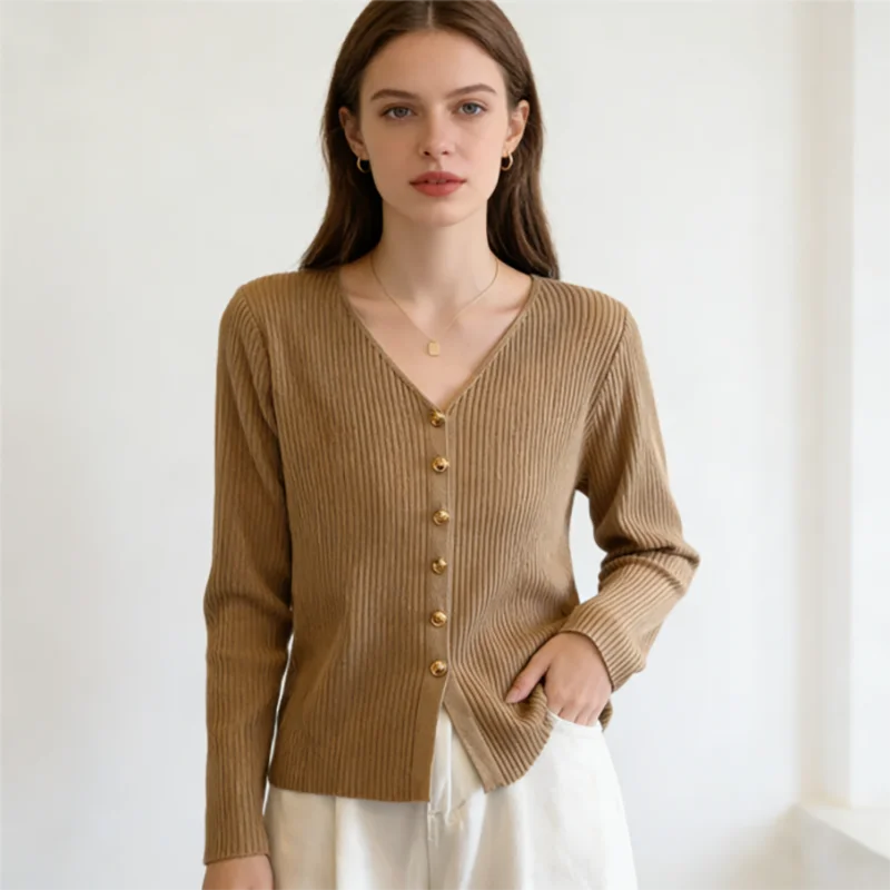 

Plus size 40-150kg women v neck knitted cardigan long sleeve ribbed button down loose sweater top autumn winter