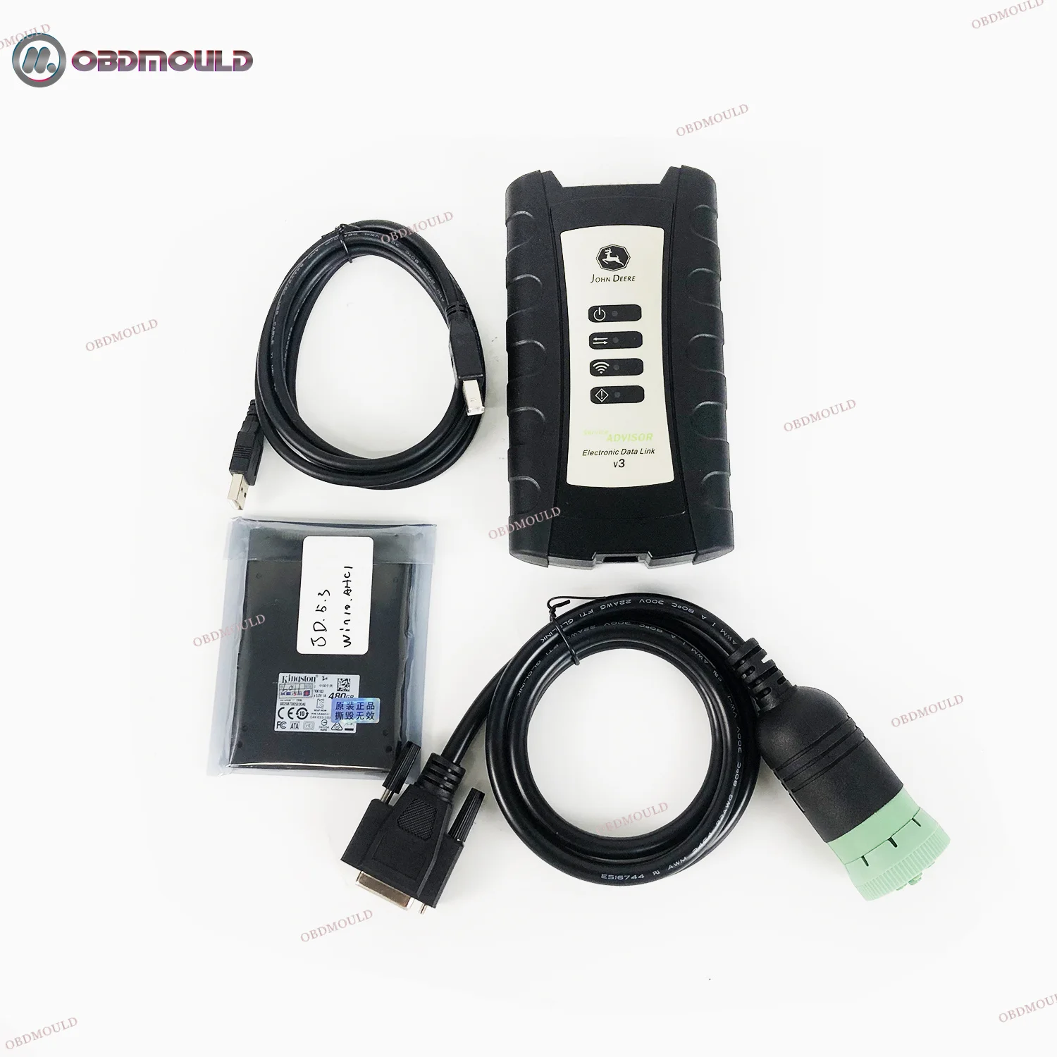 For John Deere EDL V3 Interface and Service Advisor Electronic Data Link Diagnostic Tool Tractor Chain Tool Kit V5.3.225 AG + CF