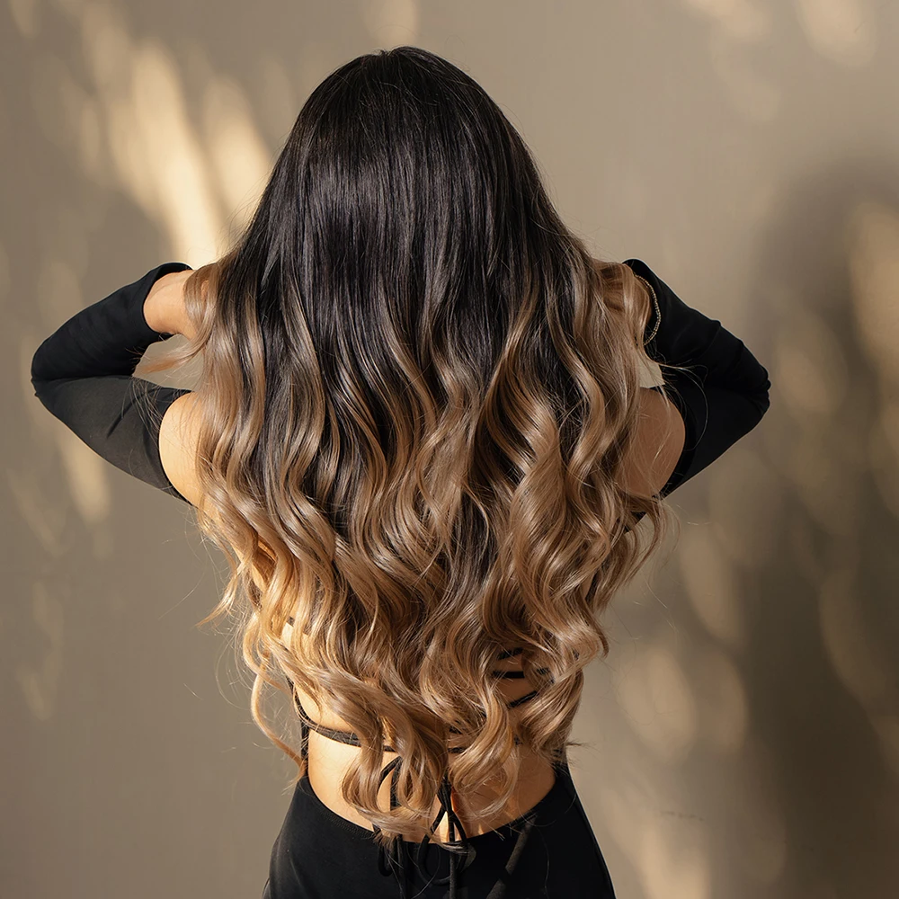 Blonde Unicorn Lace Front Wig Brown Wave Wig Hair Synthetic Wigs for Black White Women Daily Party Cosplay Heat Resistant Hair