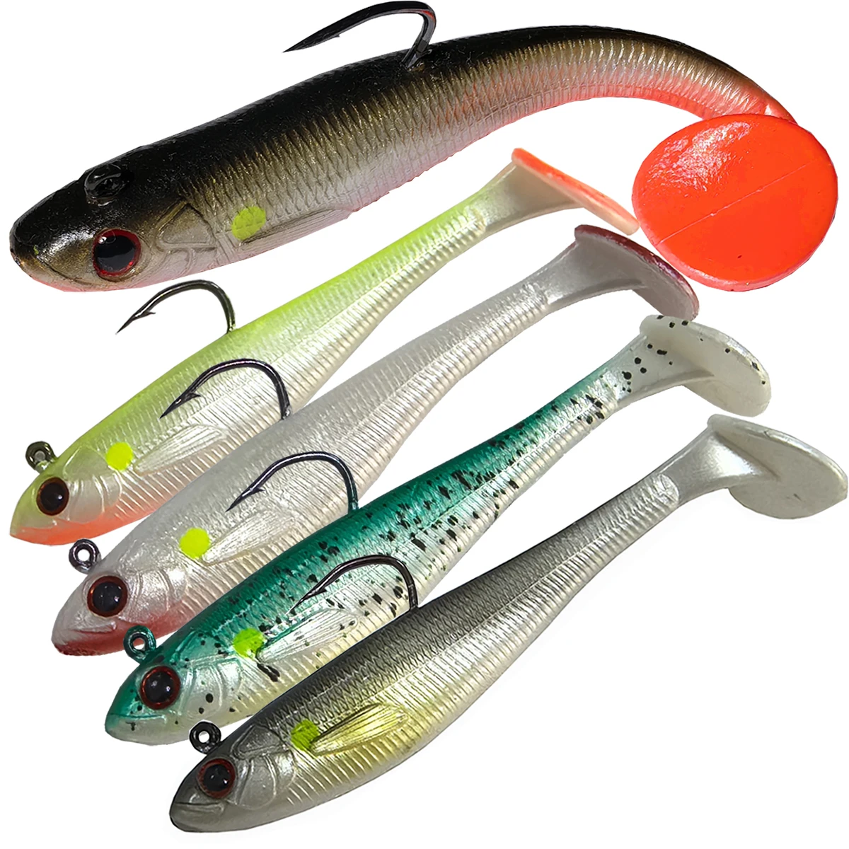 

Kmucutie pre-installed soft bait, unique vibration sinking movements, attract more fish,soft bait suitable for various water