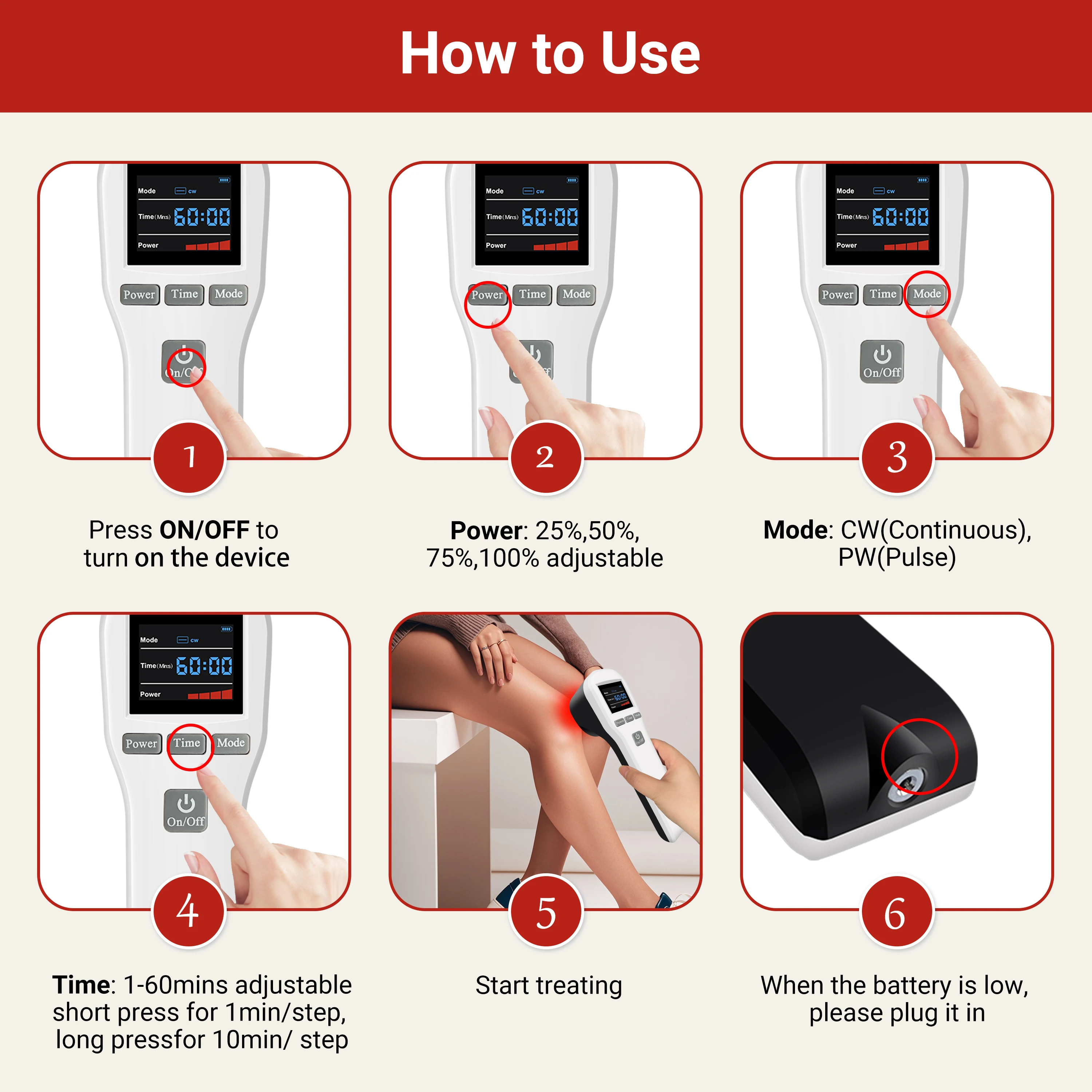 ZJKC Pain Relief Red Light Cold Laser Therapy Machine 880mW LLLT Physiotherapy for Muscle Recovery & Inflammation Reduction