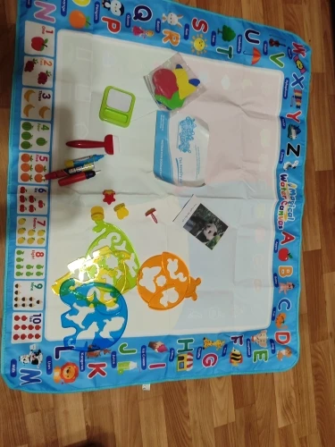 100x80CM Magic Water Drawing Mat With Reusable Magic Pens Coloring Doodle Painting Board Educational Montessori Toys Kids Gifts photo review