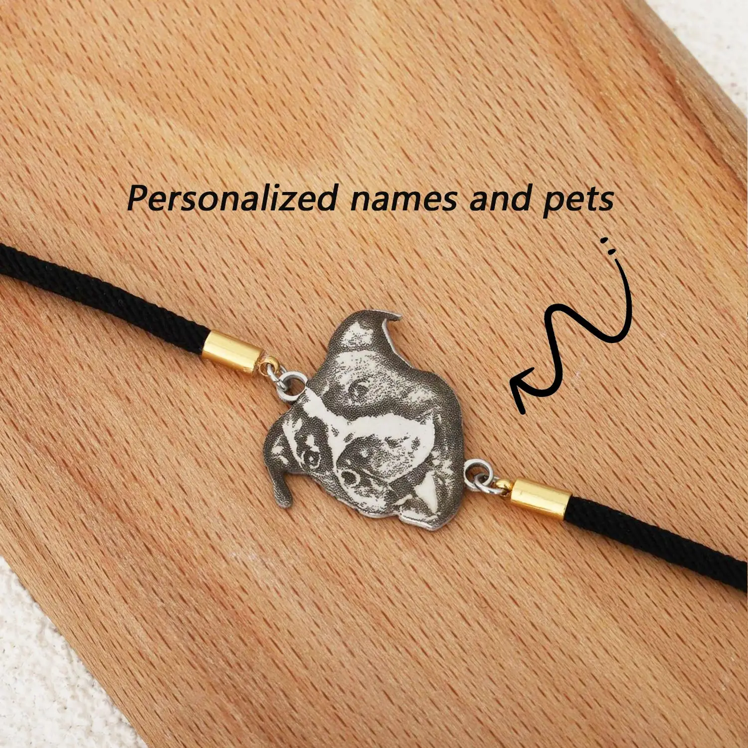 

Carving Pet Avatar Photos Stainless Steel Bracelet Black Rope Chain Custom Pet Jewelry Men's Daily Jewelry Bangs Gift ​For Boy