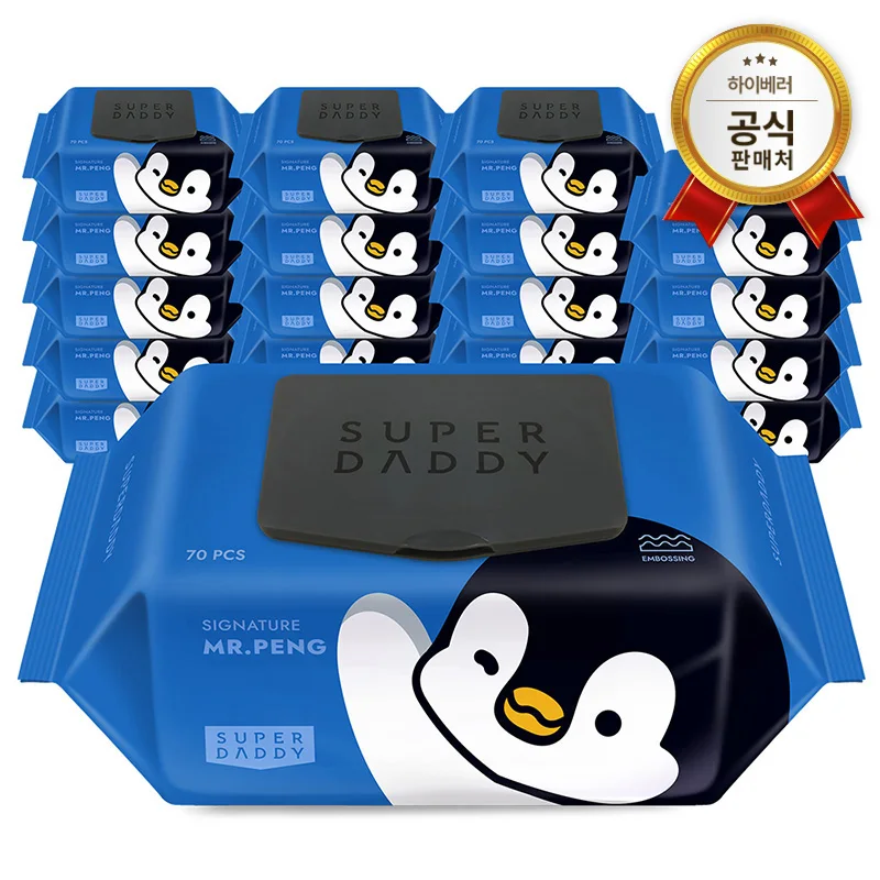 Toallitas húmedas Super Daddy Mr. P Blue 70 hojas 20 paquetes (77Gsm)