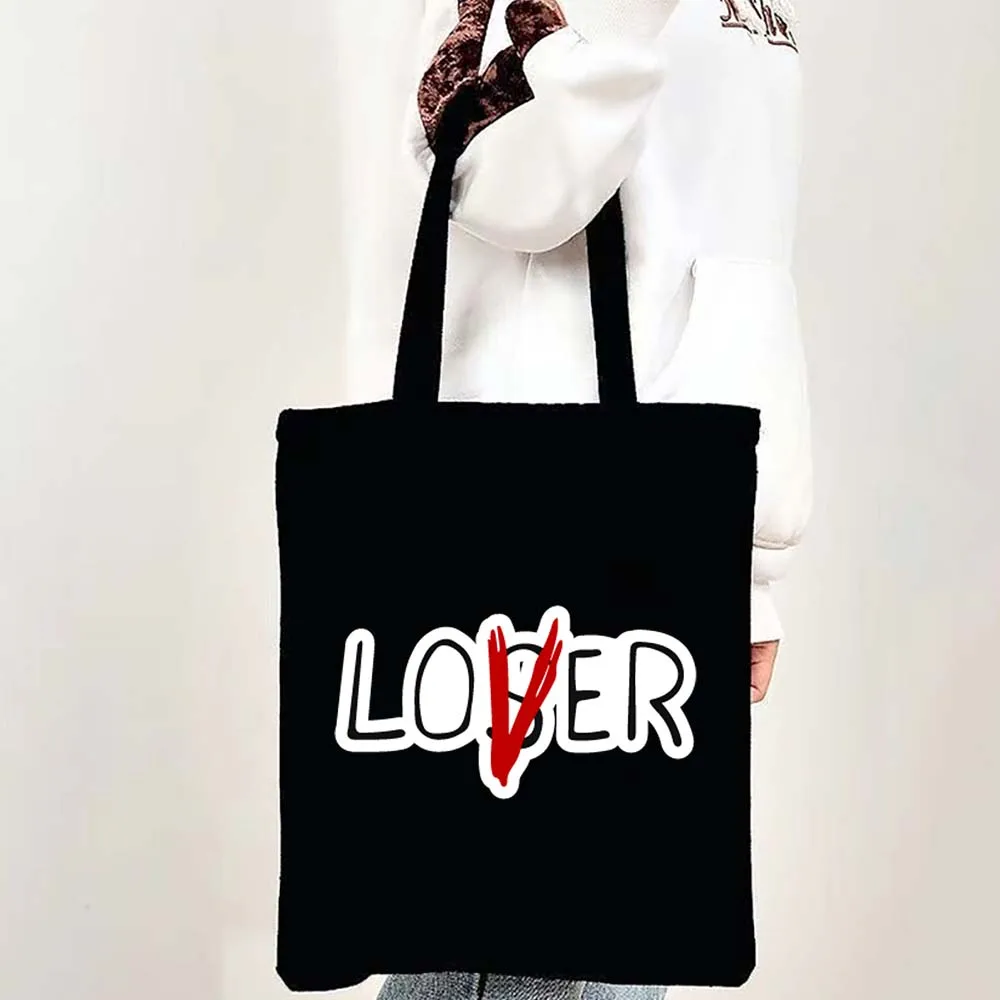 Lover Not Loser Shoulder Bags Inscriptions Phrases Lettering Quote Tote Bag Women Shopping Bag Large Reusable Handbags