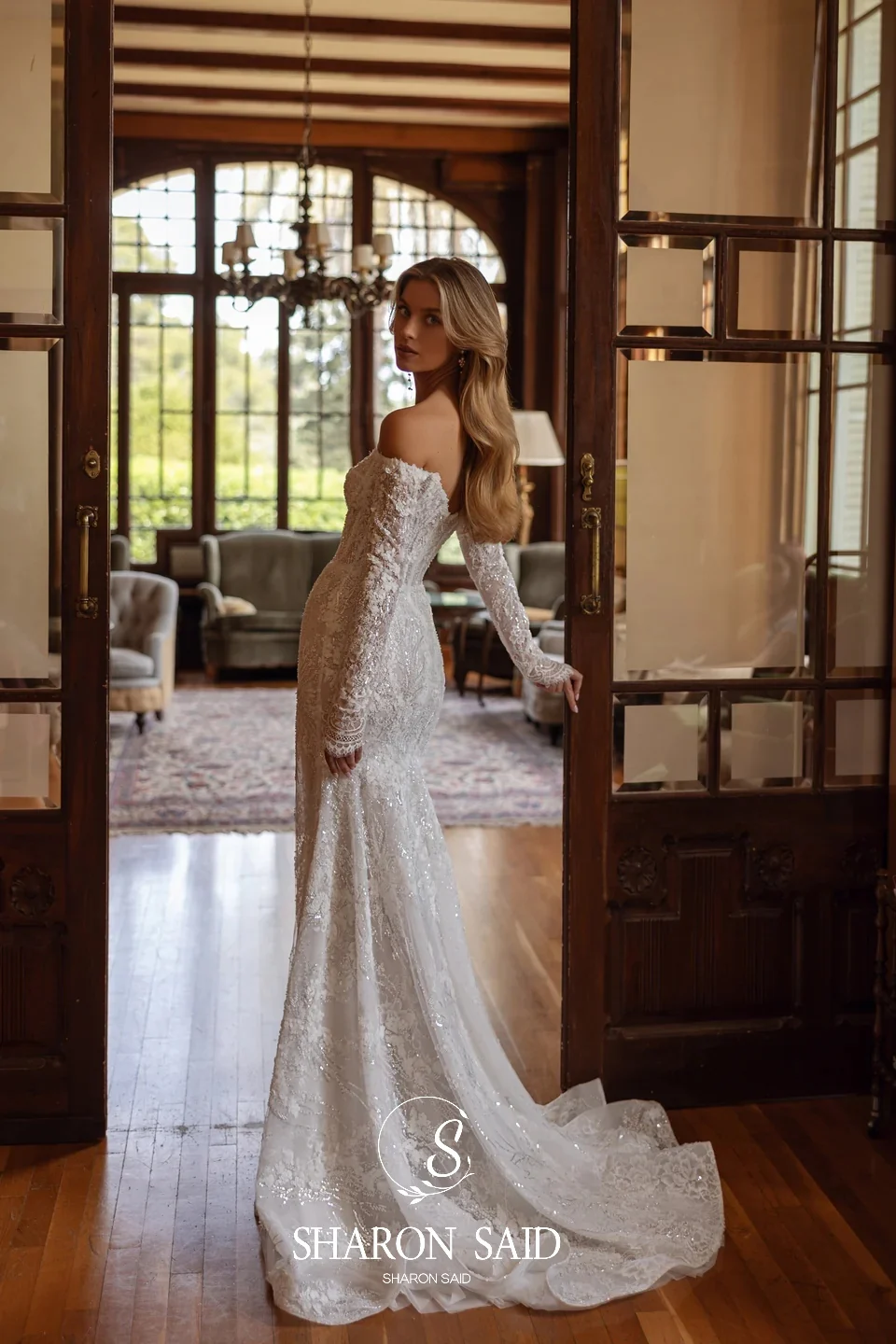 Sharon Said 2025 Vintage Sweetheart Mermaid Lace Off White Wedding Dress Sexy Corset Long Sleeve Bridal Gowns SW433 Customized