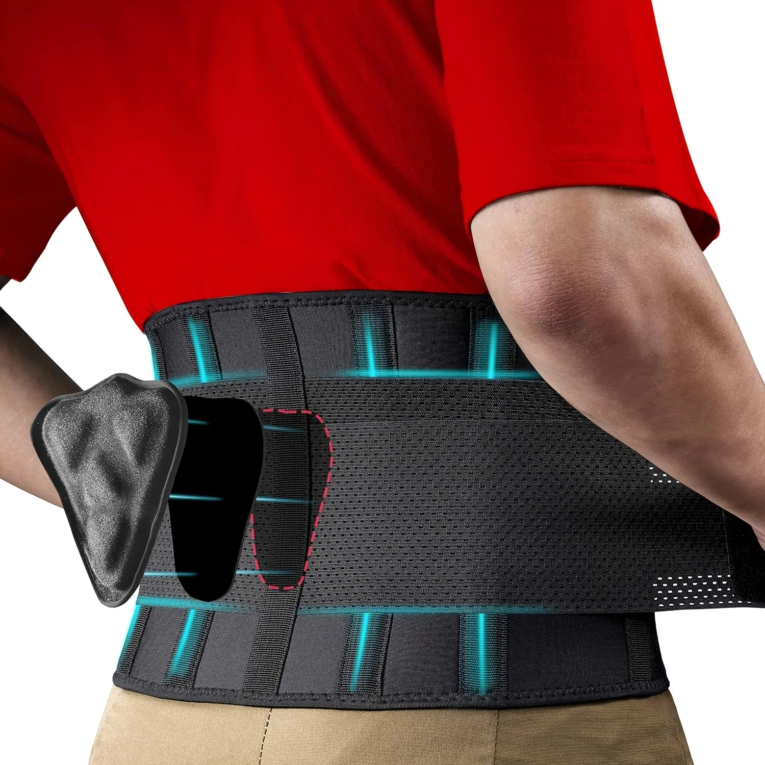 Lower Back Brace with 6 Stays Anti-skid Orthopedic Lumbar Support with Pad Breathable Waist Support Belt for Gym Pain Relief