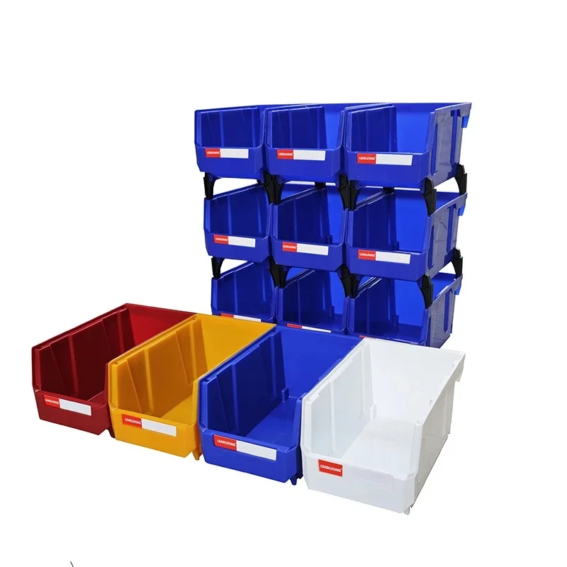 Plastic Stapelbare Opslagbakken Schroefopbergdozen Stapelbare Bakonderdelen Opslag Organizer Garage Opslagbakken (9 Stuks) - afbeelding 2