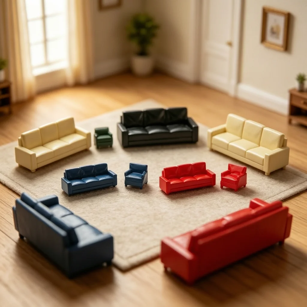Miniature Sofa 1/64 Scale Sofa Set DIY Prop 1/64 Scale Sofa Photography Props Tiny Couch Model for Hobbyists