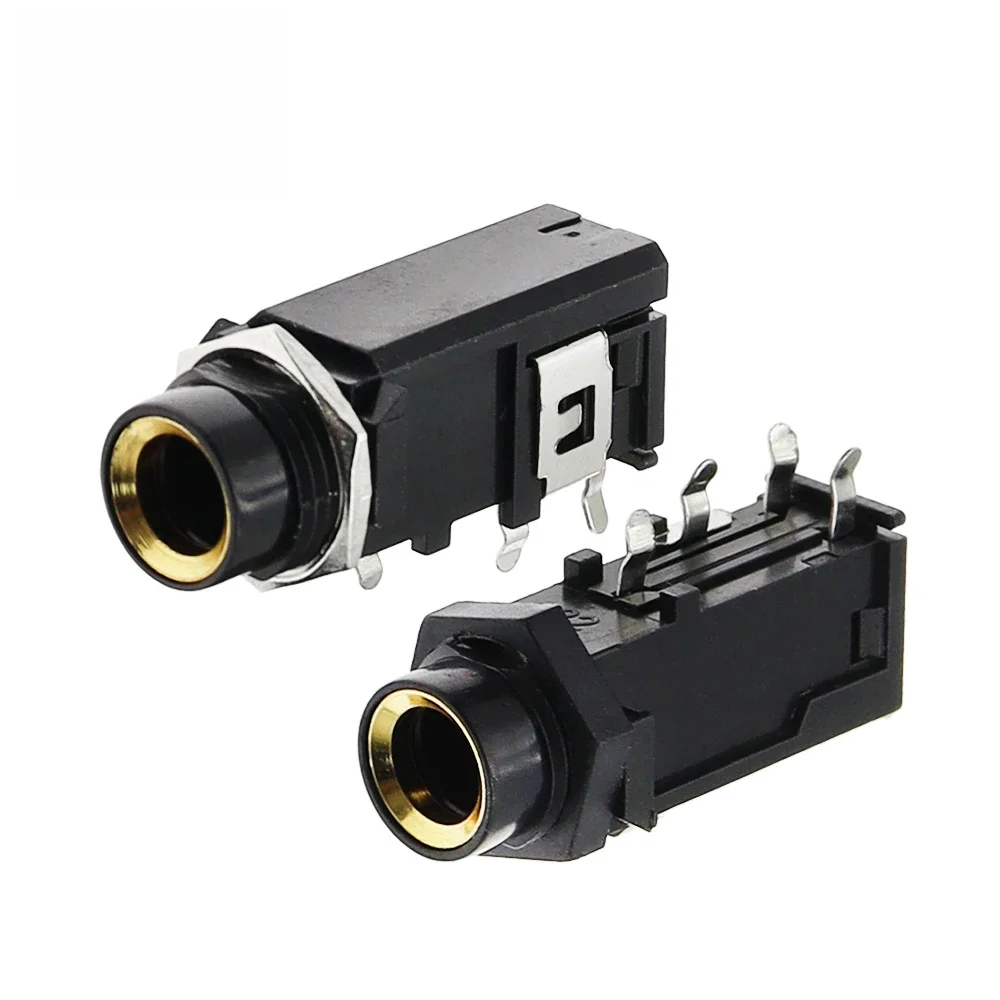 5 sztuk DIY 6.35mm / 6.5mm Jack pozłacane 4P Stereo dwukanałowe gniazdo mikrofonu 6.35 /6.5 Audio proste złącze jack — zdjęcie 2