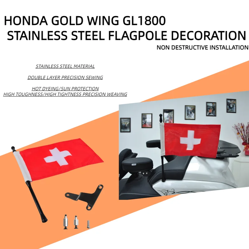 

Panical - Gold Wing GL1800 Motorcycle Flag Group For Honda Motorcycle Switzerland Flagpole motocross 2021+ Flagpole Moto Tour