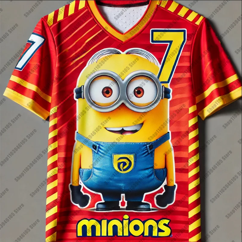 New Arrivals Minions Jersey No. 7 3D Print Kids Cartoon Football Jersey T-Shirt Men and Women Sports Quick Drying Soccer Tops