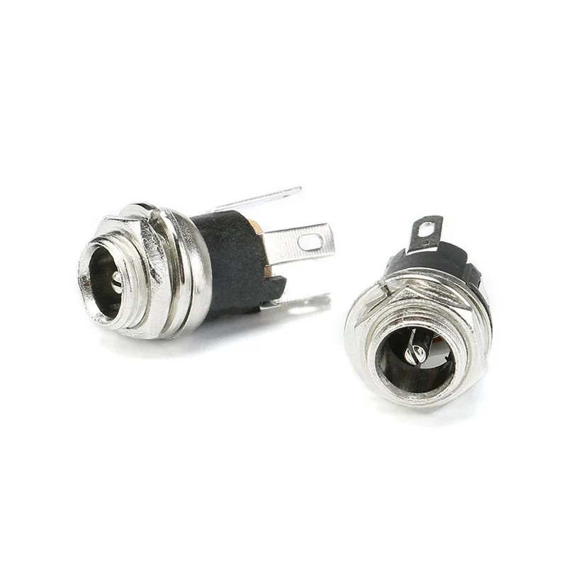 10 szt./2 szt. Gniazdo zasilania DC-025m 5.5*2.1MM 5.5*2.5mm Żeńskie gniazdo DC z nakrętką DC-021M Wtyk DC 5.5x2.1MM 5.5x2.5mm — zdjęcie 2