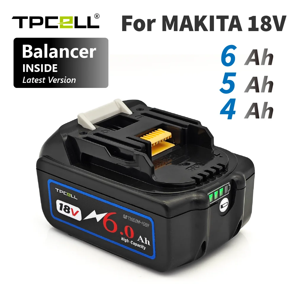 BL1860 6AH для аккумуляторной батареи Makita 18 В, замена литий-ионного аккумулятора LXT BL1850 BL1840 для отвертки 18 В с BMS TPCELL 18 В