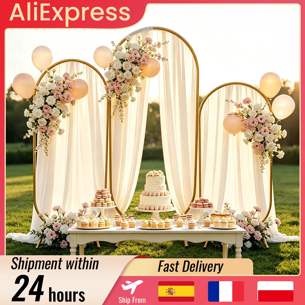 1 pezzo: supporto ad arco in metallo dorato, struttura ad arco per palloncini, supporto per decorazioni, ideale per matrimoni, feste di compleanno, baby shower, cerimonie di laurea.
