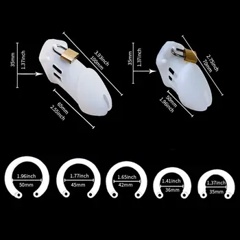 Silikonová klec cudnosti mužský penisový zámek s 5 penisovými kroužky sexuální hračky pro sissy muže femboy nosítka BDSM gay erotické uretrální zařízení 8 nejlepší prodej sissy v kleci - №3