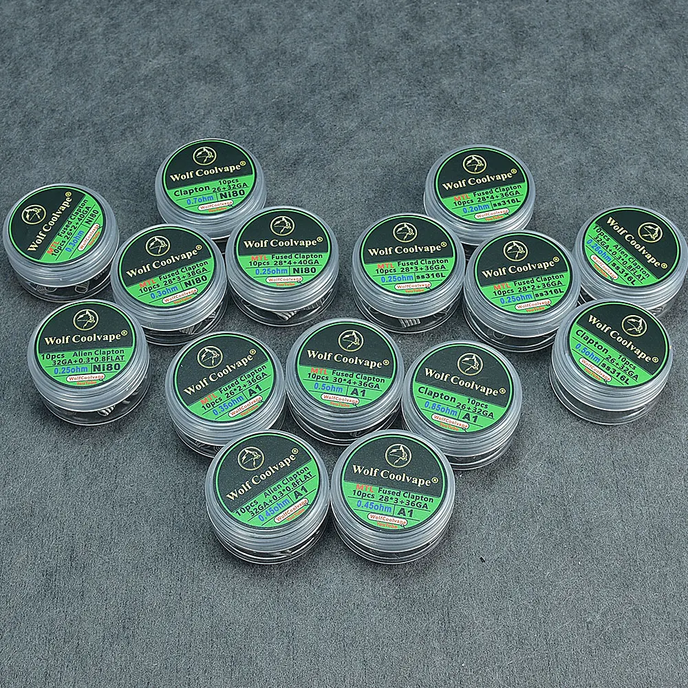 10Pcs NI80/SS316L/A1 Mtl Alien Fused Clapton Wire Tiger ขดลวดที่สร้างไว้ล่วงหน้าขดลวดทำความร้อนเครื่องทำความร้อนสายไฟ zeus X RTA Goon V1.5 Rda