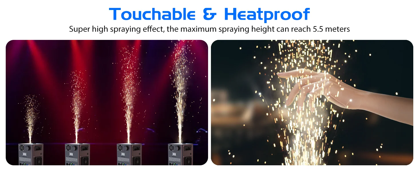 LeLeght New 800W Pyrotechnics Machines Cold Spark Fire Machine D-MX512 With Remote Control for Bar Party Christmas Wedding