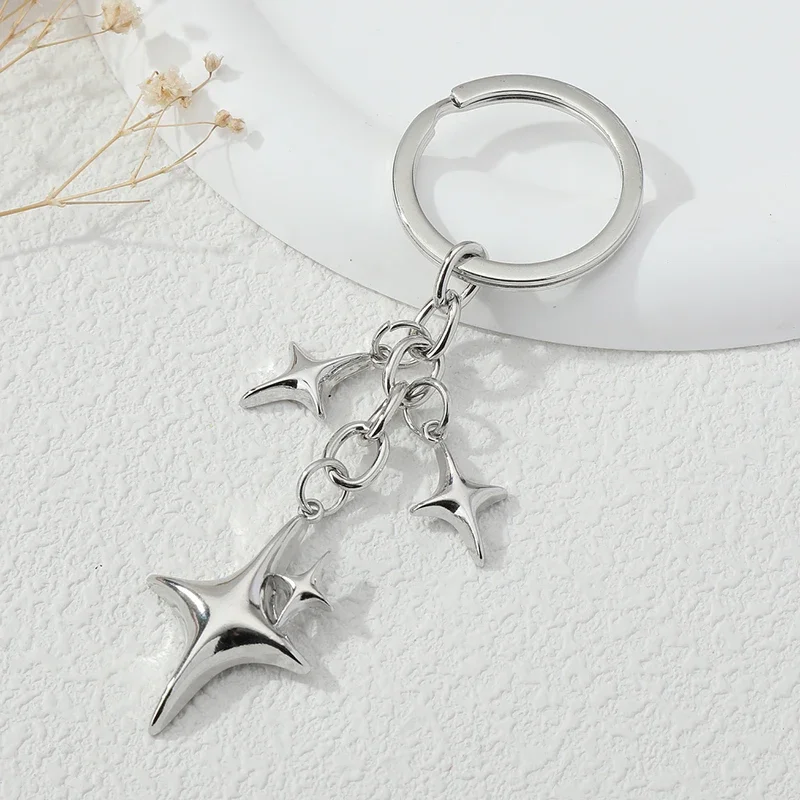 Y2k chaveiros estrela lua metal chaveiros para mulheres homens amizade presente bolsa decoração
