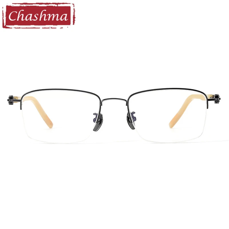 Chashma Prescription Glasses Men Pure Titanium Top Quality Eyeglasses Frames Optical OX Horn Tips For Recipe Eyewear Spectacles