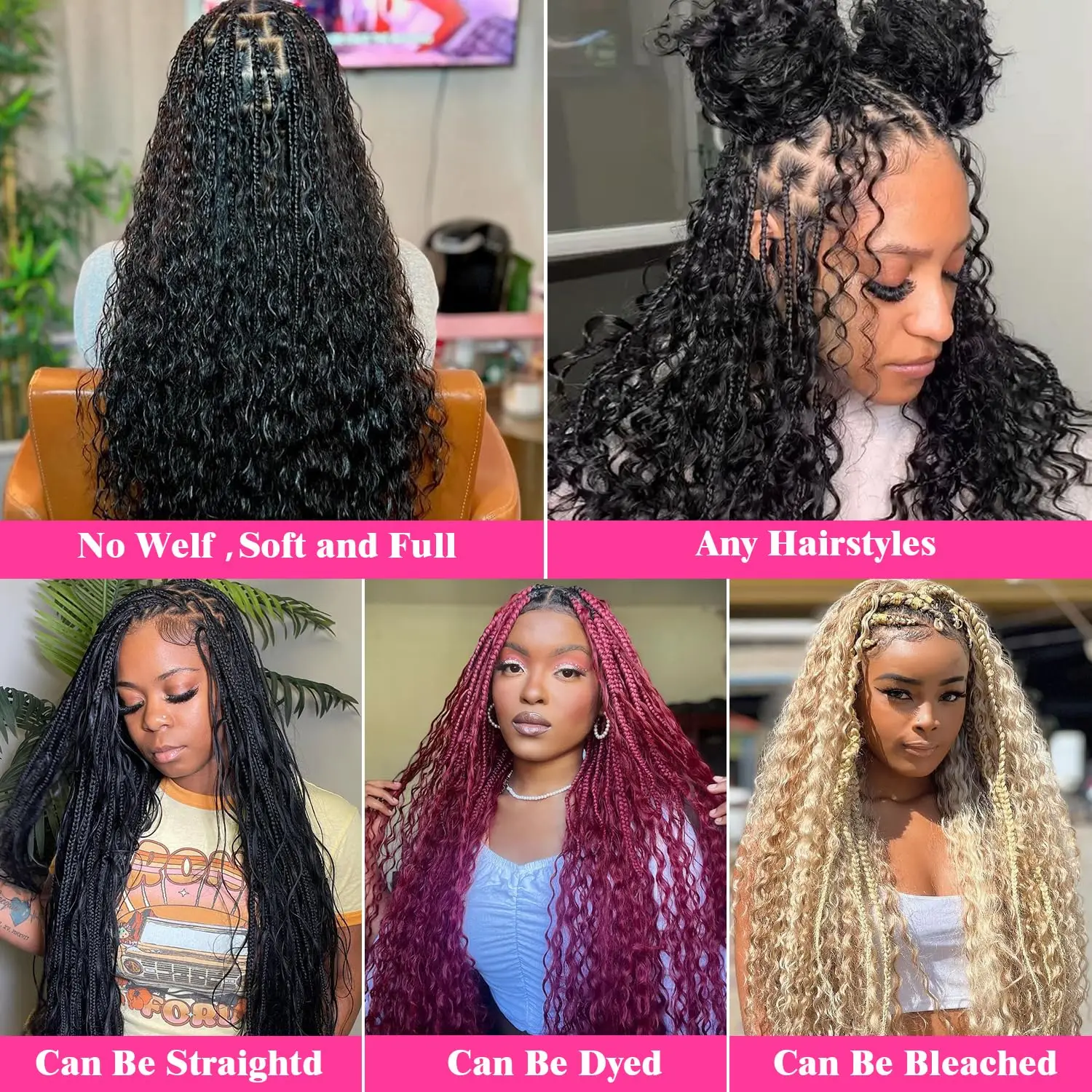 Highlight Ombre Bulk for Braiding Hair 100% Human Hair No Weft Deep Wave Boho Braids Extension Bundle Brazilian Virgin Hair Bulk