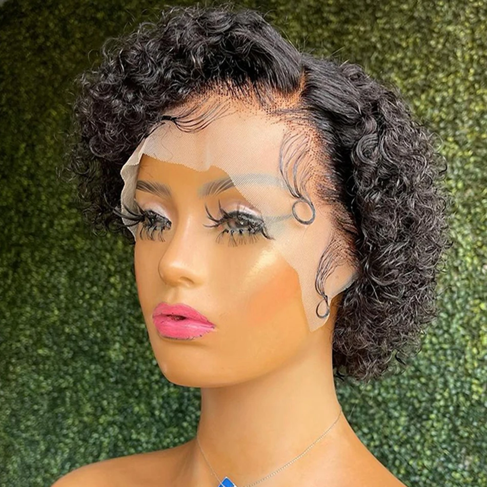 

Pixie Curls 100% Human Hair Pixie Cut 13x4 Lace Frontal Wigs Short Bob Human Hair Wig Transparent Lace Front Human Hair Wig