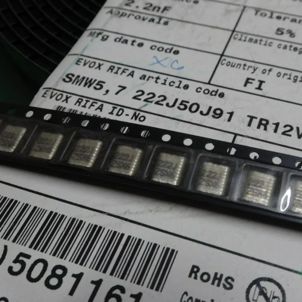 10pcs/lot RIFA SMW5.7 SMD2220 0.0022uf 50V 2.2nf 2200pf 2n2 222 J Brand New Surface Mount Film Capacitor F126PH222J050VV022
