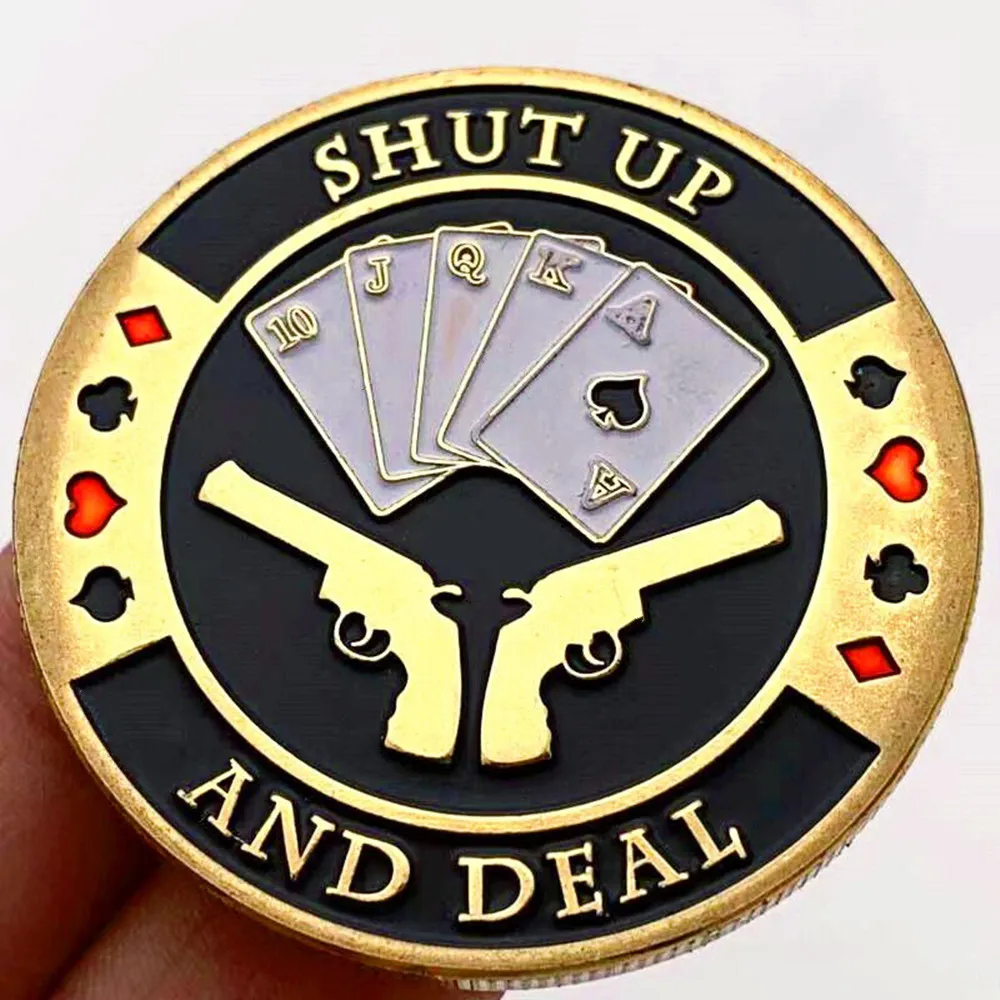 U.S.A Coin Poker Gunner Chips WIN-WIN Commemorative Challenge Coins Gold Plated